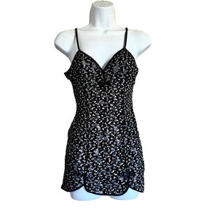 Victoria’s Secret RARE Vintage Chemise Teddy Black Mesh Circa 70s-80s XS‎